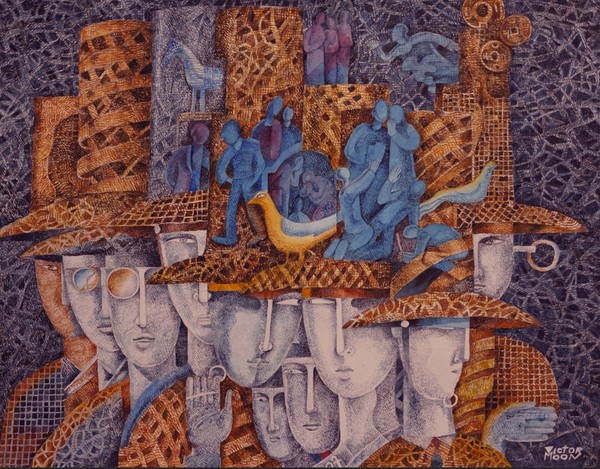 * 광주 고려인마을에 정착한 세계적인 고려인 미술 거장 문빅토르 화백이 또 한 번 강렬한 메시지를 담은 신작 ‘도시 시민들 N’을 선보였다./사진=고려인마을 제공